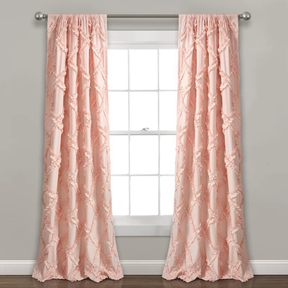 Accents Pair Of Pink Ruffle Curtains 84lx54w Poshmark